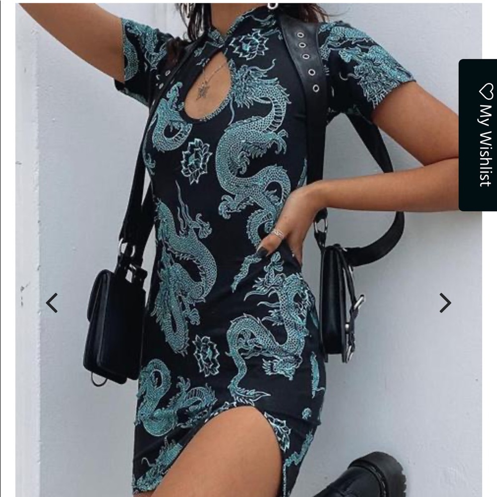 Motel Rocks MarlinDress in DragonFlower Black/Mint